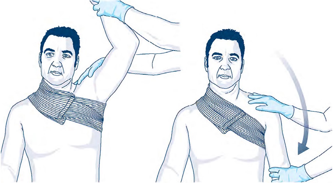 Applying an Israeli bandage to a wound on the neck