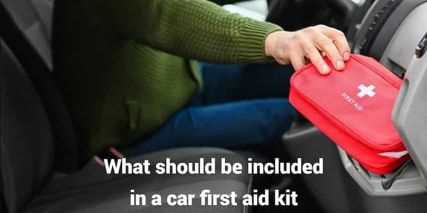 What should be included in a car first aid kit
