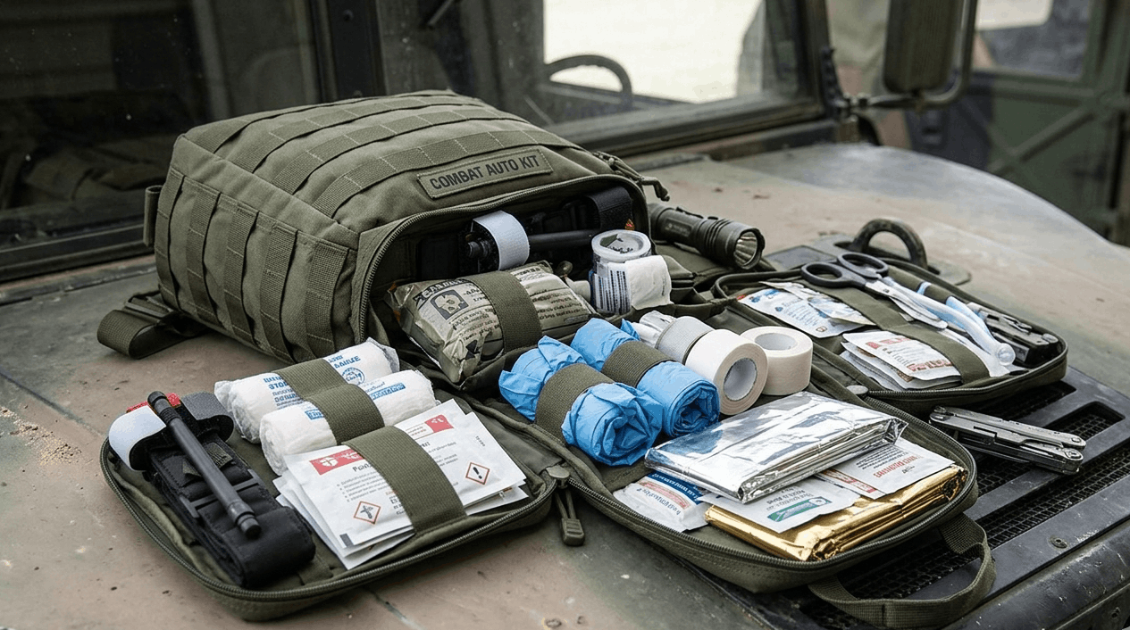 Combat Auto Kit Contents: Tactical First Aid Kit for Vehicles