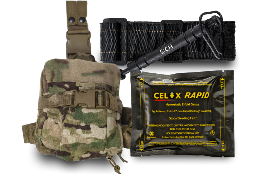 "LegBag" First Aid Kit Multicam with SICH + Celox Rapid