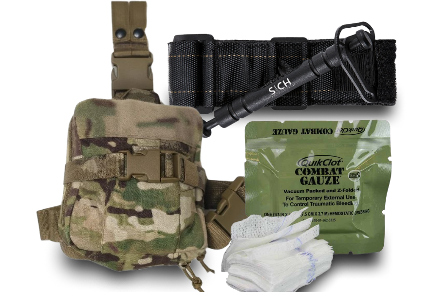 "LegBag" First Aid Kit Multicam with SICH + QuickClot Combat Gauze