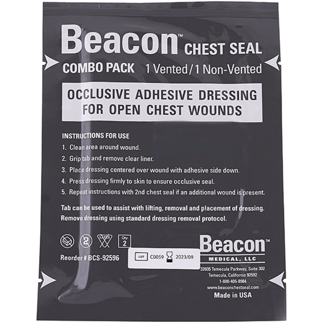 Beacon™ Chest Seal combo occlusive sticker (1 with valve 1 plain)