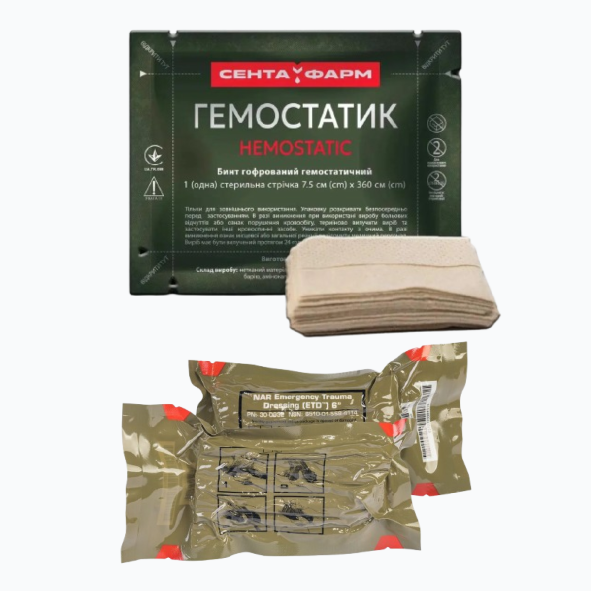 Набір Травматичний бандаж ETD 6 + КРОВОСПИННИЙ БИНТ Гемостатик