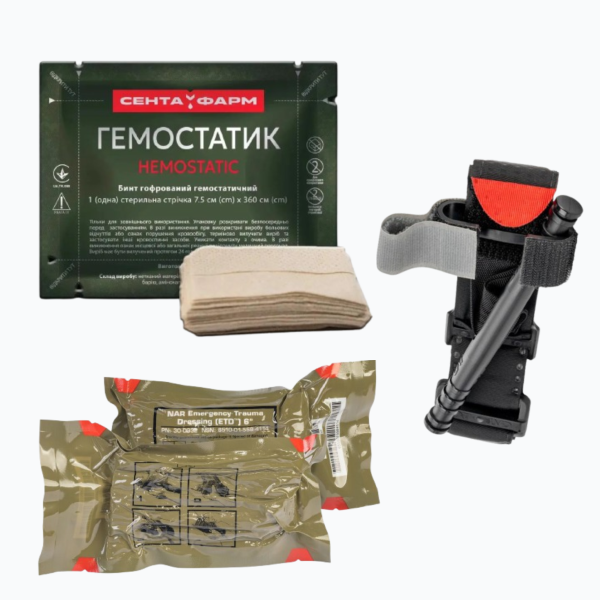 Набір Турнікет CAT Gen7 + Травматичний бандаж ETD 6 + КРОВОСПИННИЙ БИНТ Гемостатик