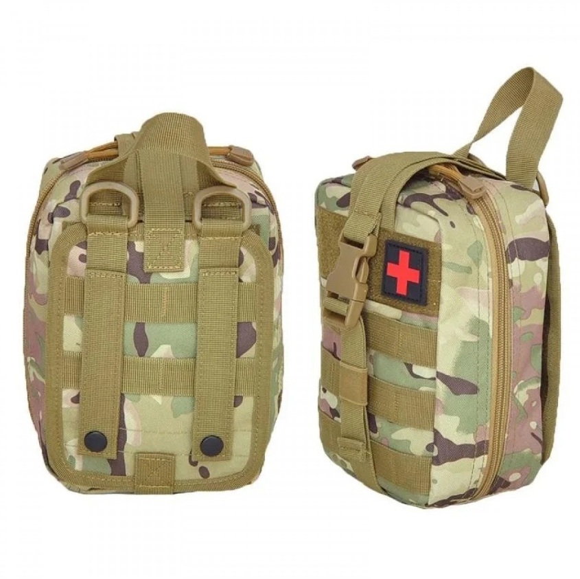 Аптечний підсумок Multicam відривний + Атравматичні ножиці TACMED