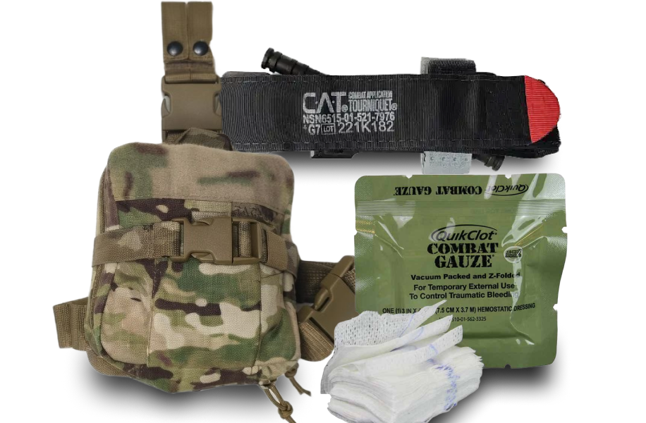 "LegBag" First Aid Kit Multicam with CAT Gen7 + QuickClot Combat Gauze