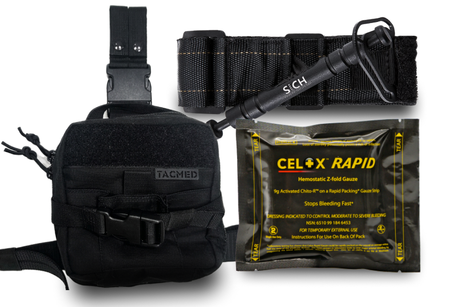 "LegBag" First Aid Kit Black with SICH + Celox Rapid