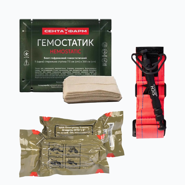 Set Tourniquet SICH Pink + Emergency Trauma Dressing (ETD) 6 + BLEEDING BANDAGE Hemostatic