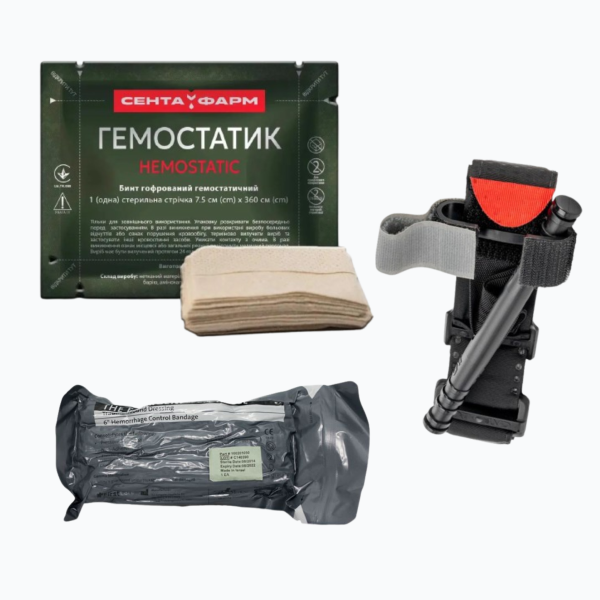 Набір Турнікет CAT Gen7 + Ізраїльський бандаж PerSysMedical Розмір 6 + КРОВОСПИННИЙ БИНТ Гемостатик