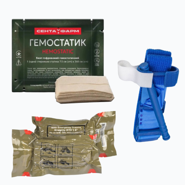 Набір Турнікет CAT Gen7 Blue + Травматичний бандаж ETD 6 + КРОВОСПИННИЙ БИНТ Гемостатик