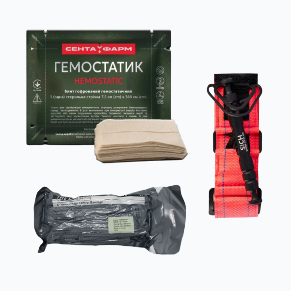 Set Tourniquet SICH Pink + Israeli bandage PerSysMedical Size 6 + BLEEDING BANDAGE Hemostatic